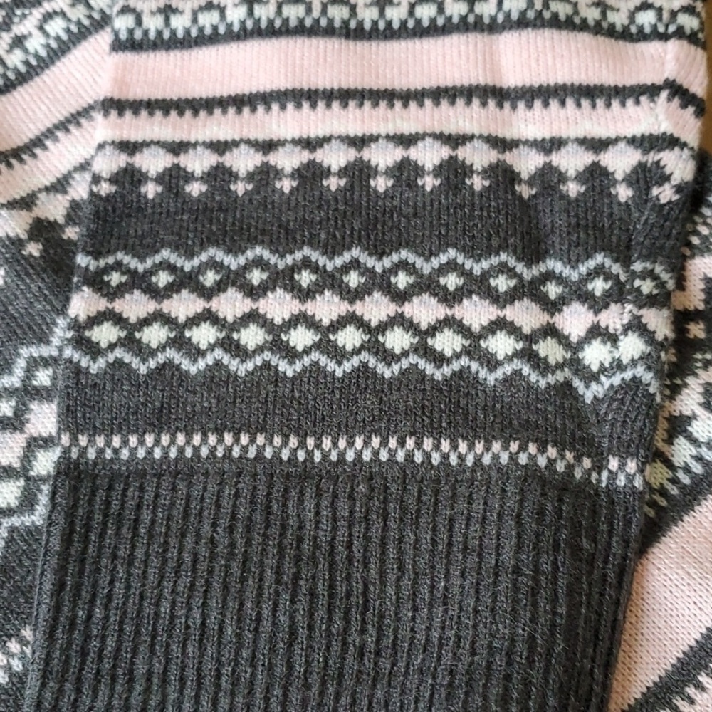 Croft & Barrow Extra cozy Cadigan Pink & Gray stripe cardigan large NWT - Picture 4 of 10